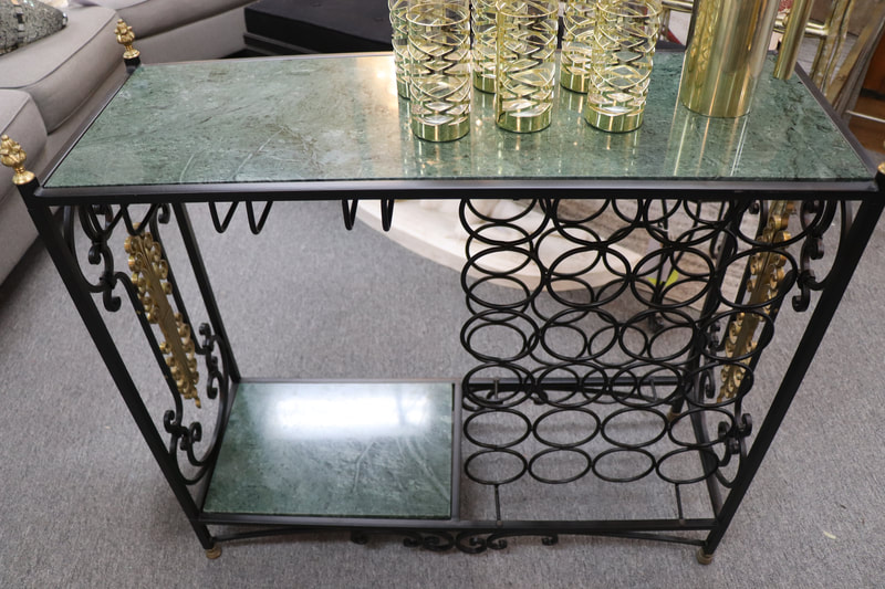 Black iron and gilt marble wine rack regency era style: $800